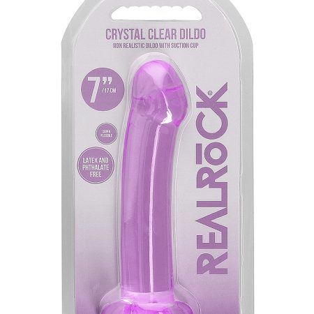 RealRock: Non Realistic Dildo with Suction Cup 7" Purple