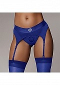 Ouch!: Vibrating Strap-on Thong with Adjustable Garters Royal Blue M/L