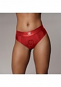 Ouch!: Vibrating Strap-on Thong with Removable Butt Straps Red M/L