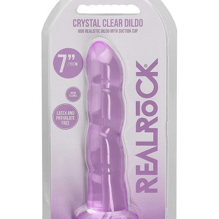 RealRock: Crystal Clear Ripple Dildo 7" Purple