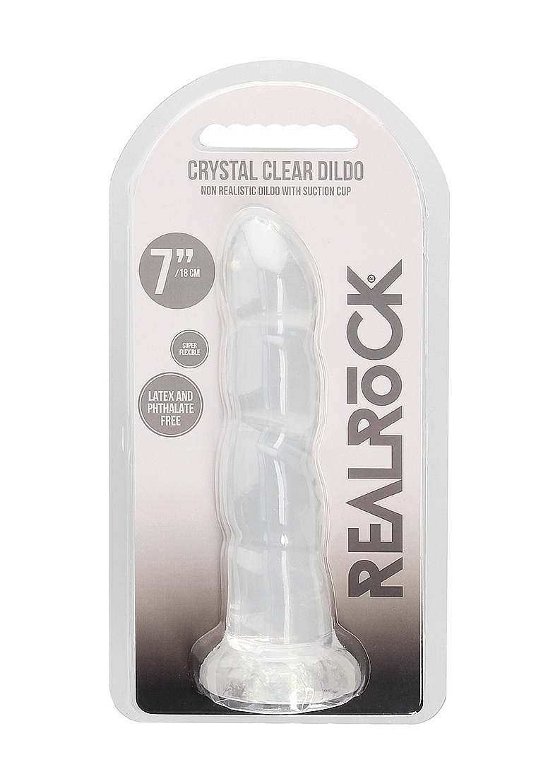 RealRock: Crystal Clear Ripple Dildo 7" Transparent