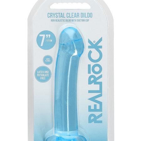 RealRock: Non Realistic Dildo with Suction Cup 7" Blue