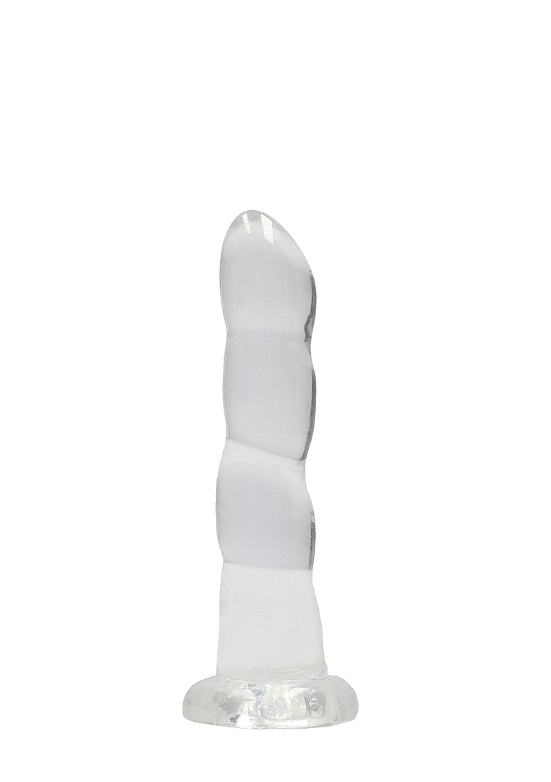 RealRock: Crystal Clear Ripple Dildo 7" Transparent - Image 2