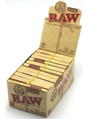 Raw: Organic Rolling Papers 1.25 Size + Tips