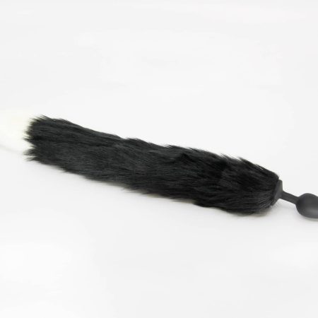 Love in Leather: Small Silicone Plug with Black/White Fox Tail