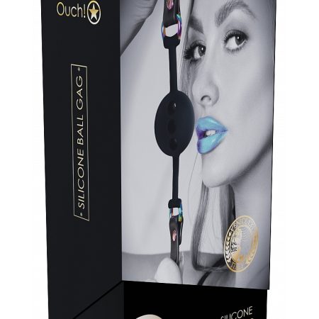 Ouch! Venice Collection Silicone Ball Gag Black/Rainbow