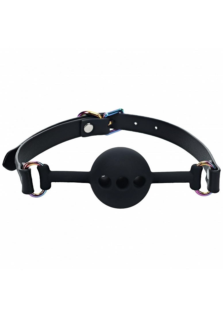 Ouch! Venice Collection Silicone Ball Gag Black/Rainbow - Image 2