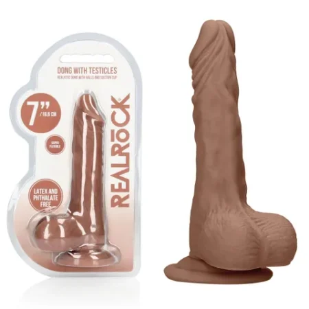 Real Rock: Realistic Dong with Testicles 7" - Tan