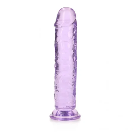 RealRock: Crystal Clear Dildo Straight No Balls - 8" Purple