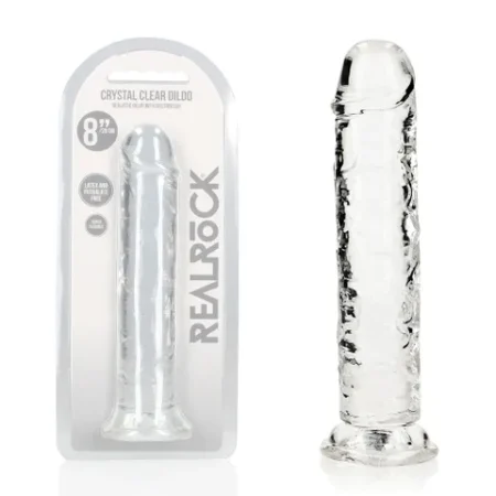 RealRock - Crystal Clear Dildo Straight (8", Translucent)