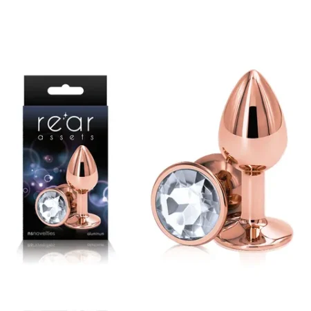 Rear Assets: Small Rose Gold with Clear Round Gem