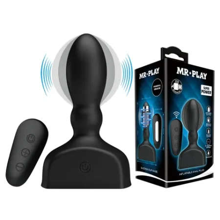 Mr Play: Remote Control Inflatable & Vibrating Butt Plug Black