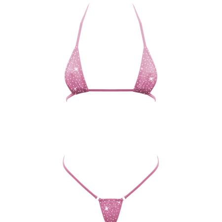 Love in Leather: Baby Pink Rhinestone Embellished Micro Bikini