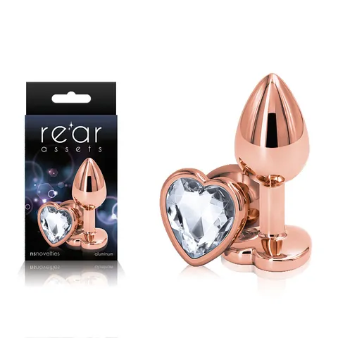 Rear Assets: Small Rose Gold with Clear Heart Gem