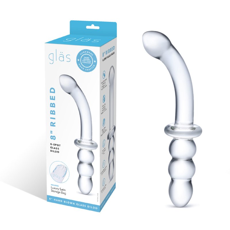 Glas: 8" Ribbed G-Spot Glass Dildo