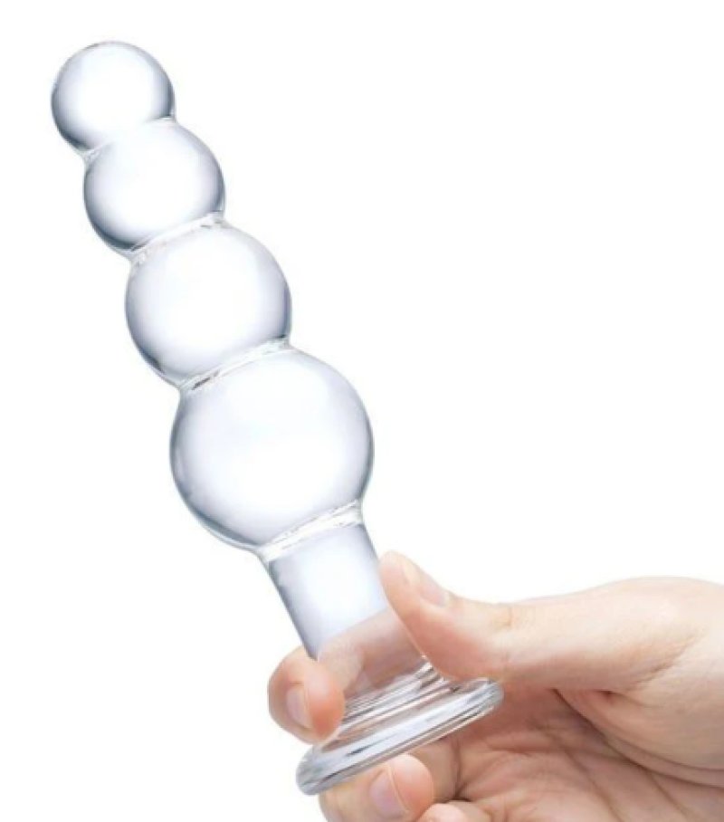 Glas: 7.25" Glass Beaded Butt Plug - Image 3