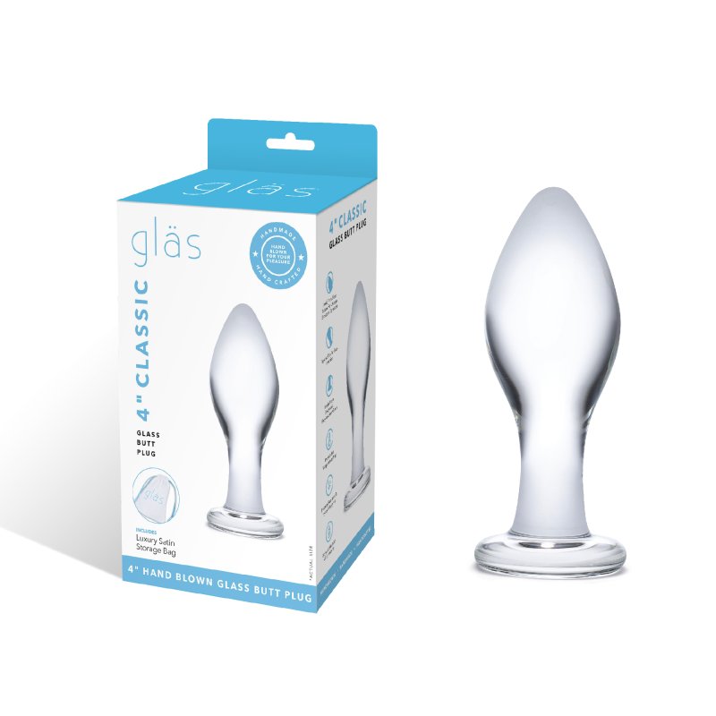Glas: 4" Classic Glass Butt Plug