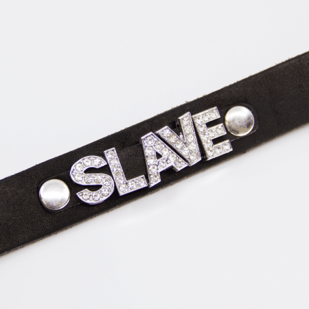 Love in Leather: Diamante 'Slave' Leather Collar