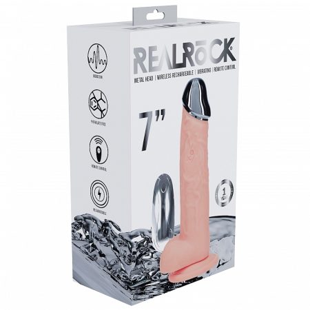 RealRock: Metal Head 7'' Rechargeable Dildo Flesh