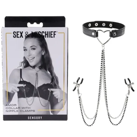 Sex and Mischief - Amor Collar with Nipple Clamps