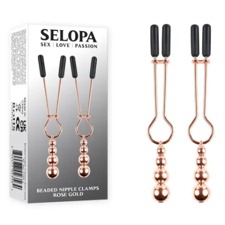 Selopa: Beaded Nipple Clamps - Rose Gold